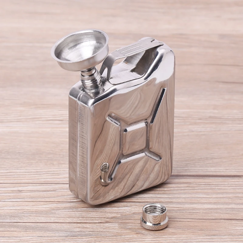 831C 5oz Stainless Steel Jerry Can Hip Flask Liquor Whisky Pocket Bottle Men Gift