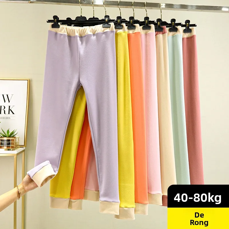 Thiened Fce Women's Thermal Trousers Winter Warm Tight Fit High Waist Long Pants Cotton Underwear Base Layer Tights