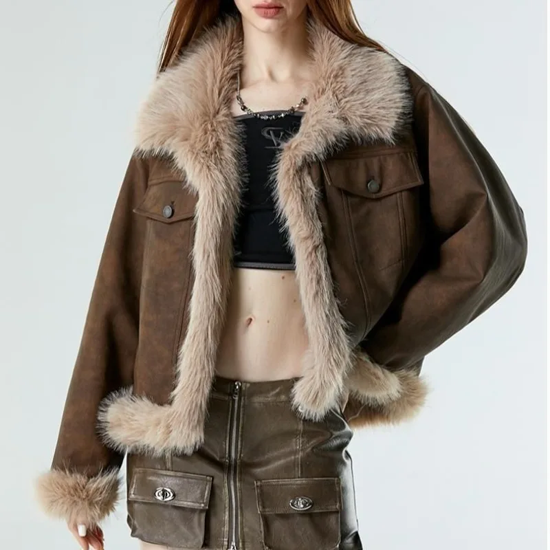 

Thick Fur Combined Coat for Women New Style for Autumn/winter 2025 Slimming and Warm Plush and Insulating Coat