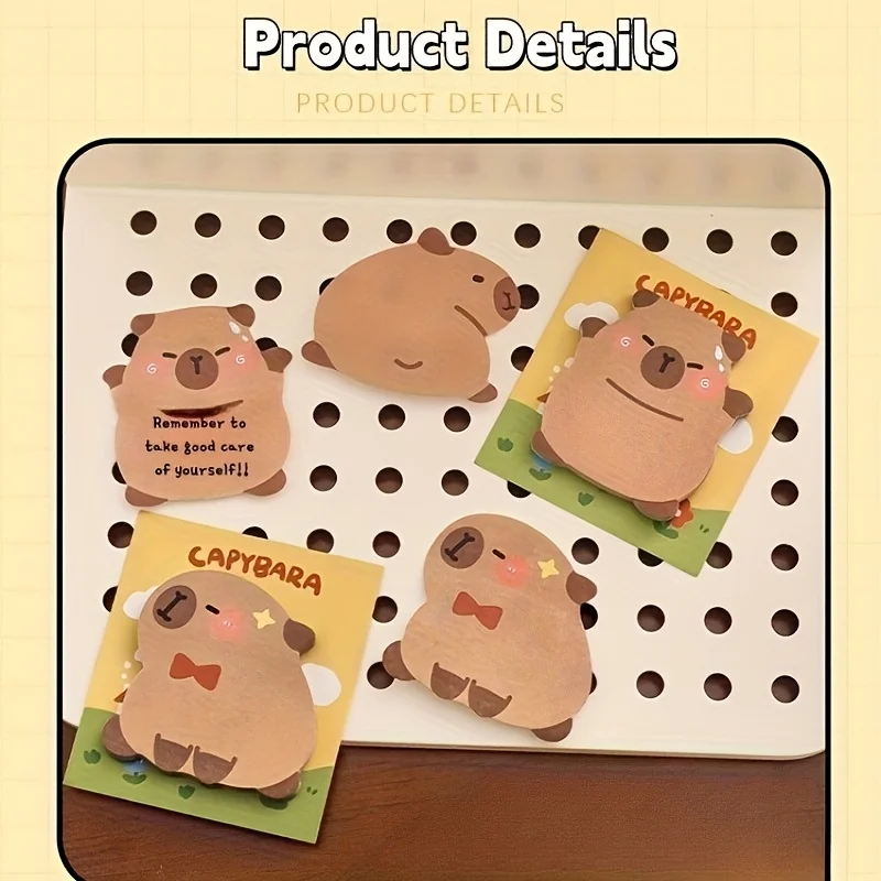 Cartoon Capybara Self-Adhesive Notes 30 Sheets for School Office Home Reminders