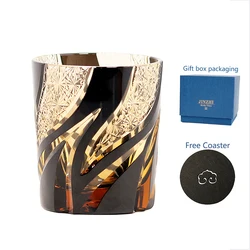 Japanese Edo-Kiriko Cut Glass  Style Old Fashioned Whiskey Cup Tumblers, Glassware for Cocktail Scotch, Bourbon, Gin, Voldka