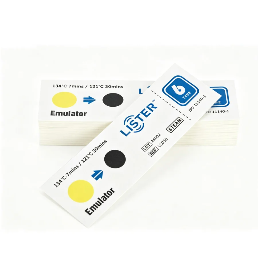 LISTER Type 6 Emulator Steam Sterilization Chemical Indicator Card, High Precision for Sterilization Process Monitoring