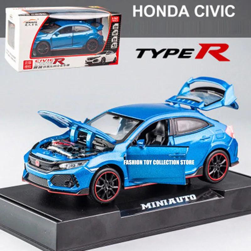 1: 32 CIVIC TYPE R Alloy Car Model Diecasts Toy With Sound and Light Vehicles Decoration Toys For Kids Gift