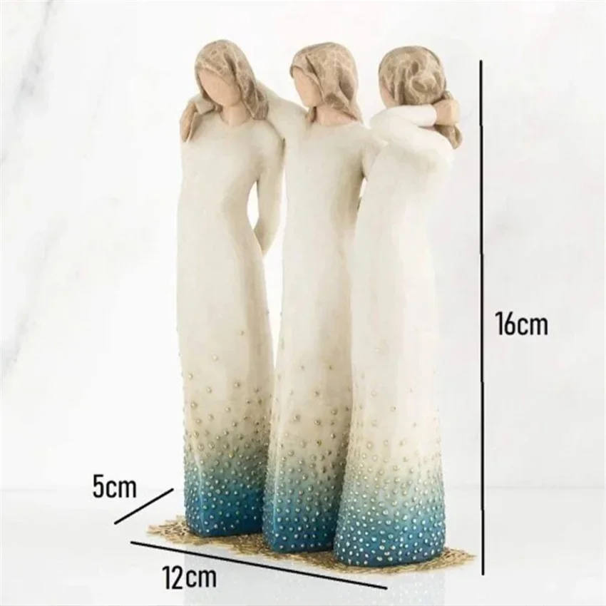 New Resin Ornaments By My Side Figurine Sisters Girls Sculpte Desktop Ornaments Home Decoration Crafts Collections in Gift Box