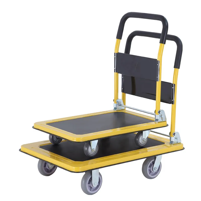 

Hand push flat truck Pull goods Office household portable four-wheel trailer Folding