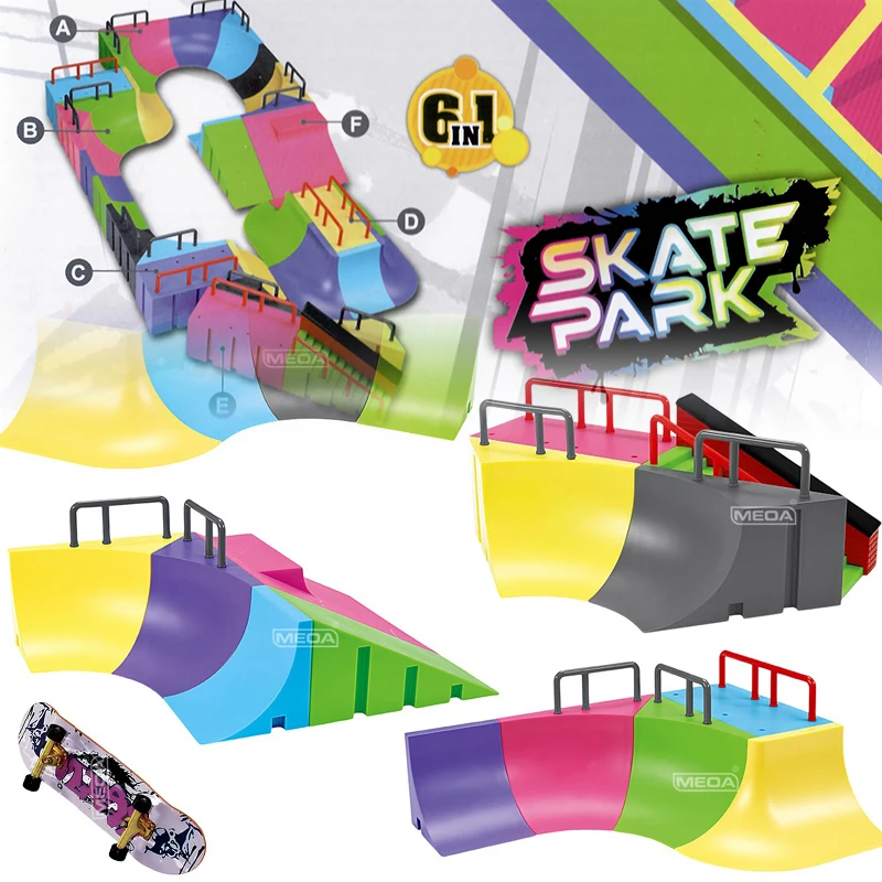 

Colorful Finger Skateboards Basin Shape DIY Skate Park Ramp Venue Combination Toys Compatible With TECHDECK Skateboard Size