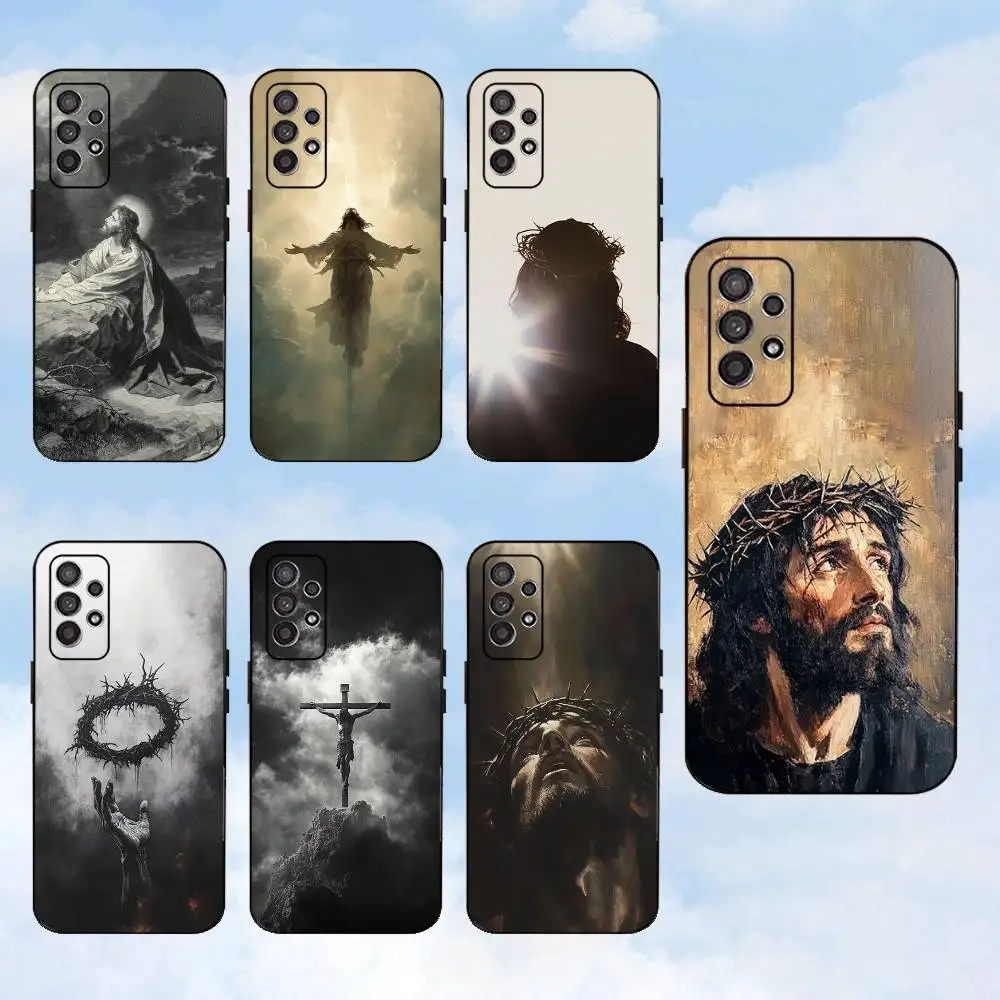 

Jesus suffering God Phone Case For Samsung S25,S24,S23,S22,S21,S20,S10,Ultra,Plus,Lite,FE,Soft Silicone Black Cover