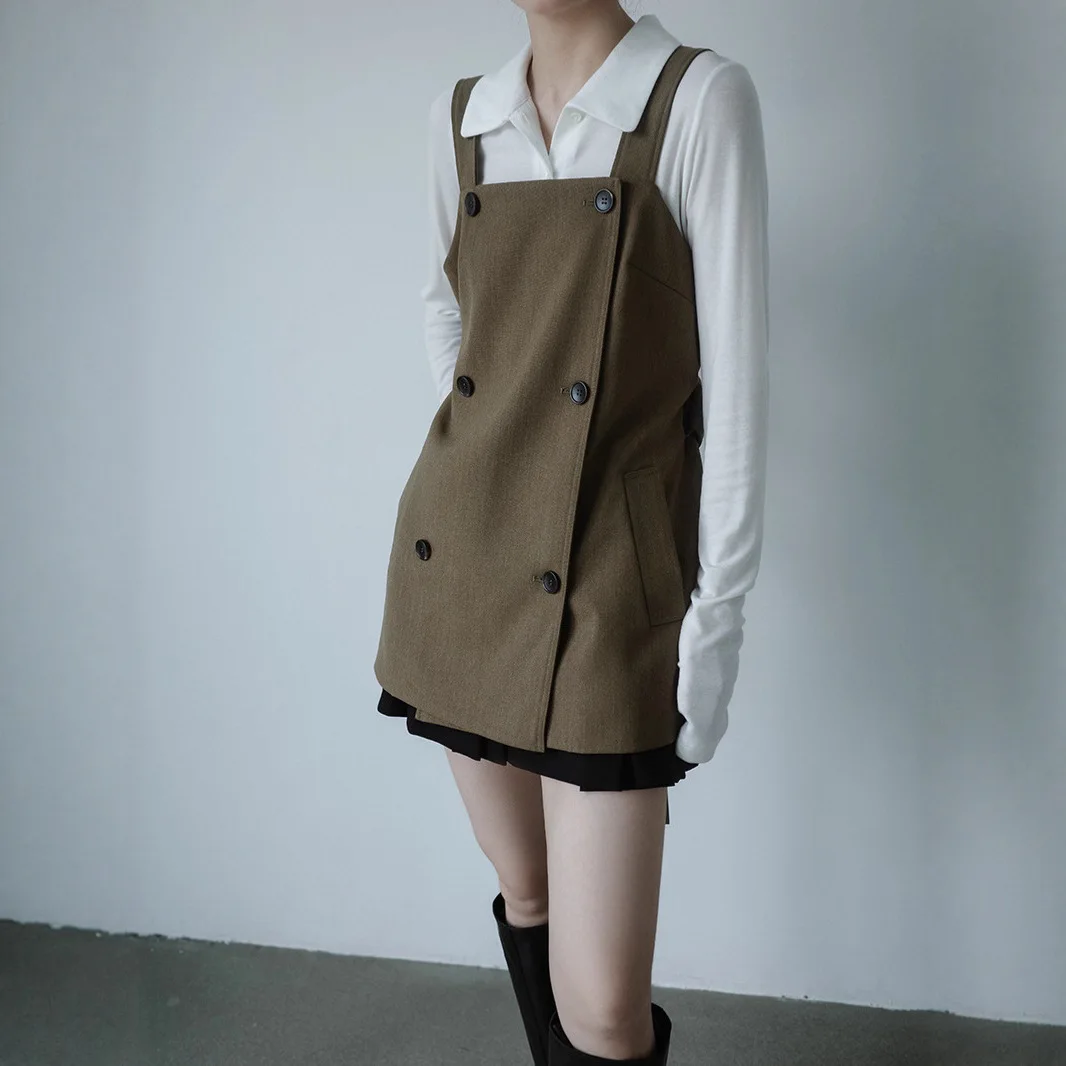 

Gagarich Autumn Winter New Japanese American Style Joint Design Sense Fashion Vest Loose Slimming Temperament Women Vest Top
