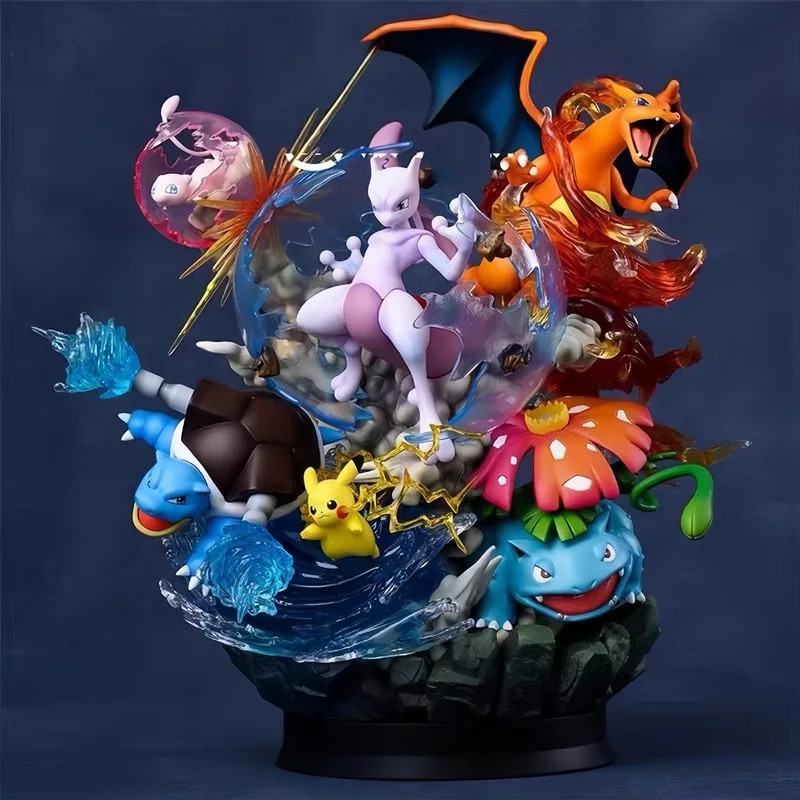 Figura de Acción de 40cm del Grupo de Evolución de Pikachu de Pokémon Reverse Dream, Modelo de Juguete de Anime, Decoración, Pequeño Duende Rana, Regalos