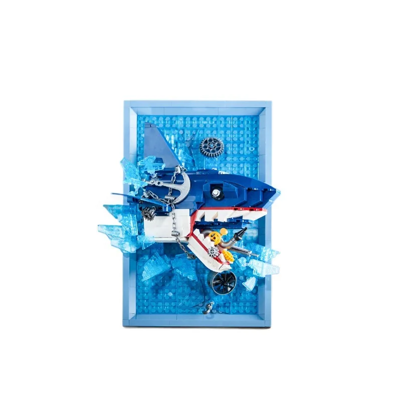 

MOC Creative Wall Art Frame Painting Shark Snow Leopard Lion 3D Animal Building Block Assembly Toy Adult Gift