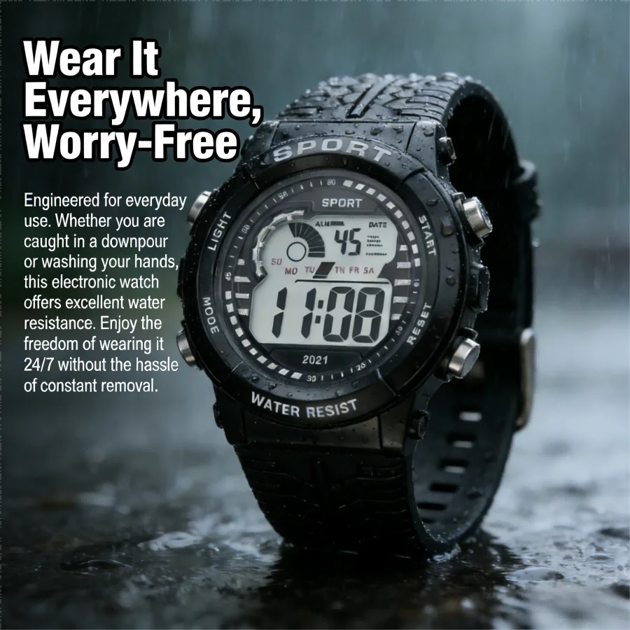 1/2pcs Fashion Sports Watch 30M Waterproof 7 Colors LED Backlight Alarm Stopwatch Electronic Wristwatch for Teens Men Women view 5