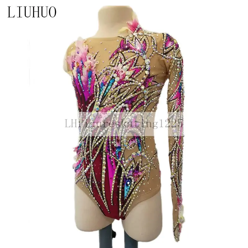 Rhythmic Gymnastics Performance Suits Customized Girls Adult Women Competitive Competition Dancing Sleeveless Ice Skating Suits