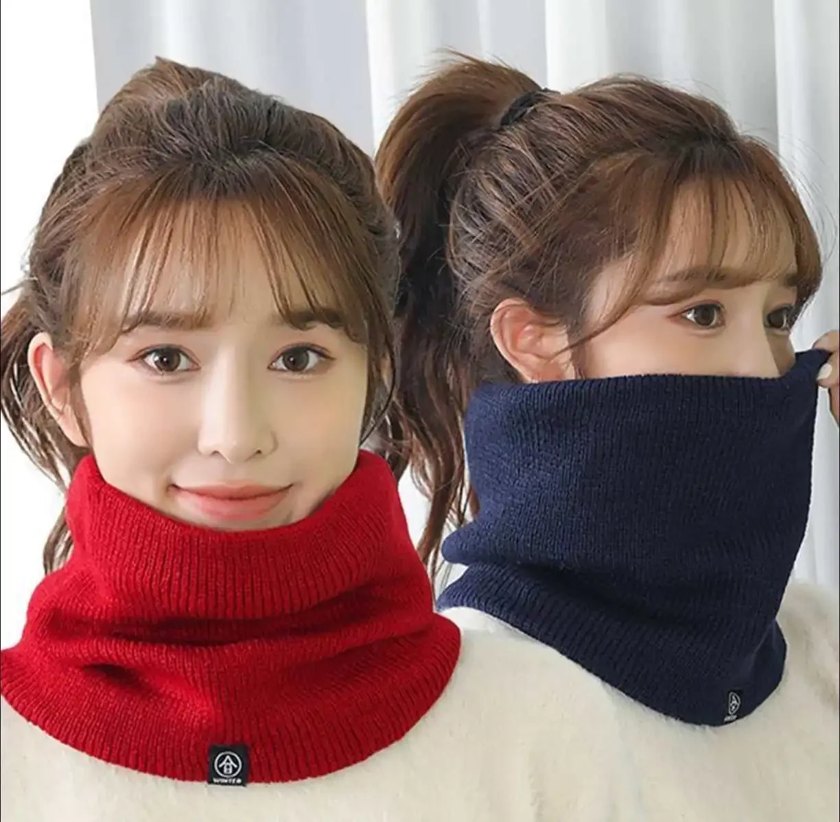 وشاح شتوي سميك من الصوف، لتدفئة الرقبة للجنسين، على الطراز الكوري، متعدد الاستخدامات للرياضات الخارجية وركوب الدراجات ومقاوم للبرد #5