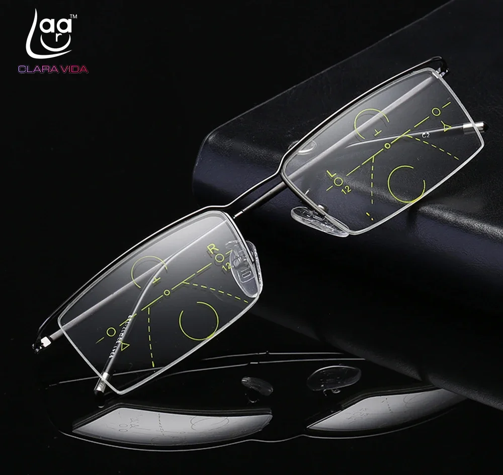 

2019 Clara Vida = Alloy Business men For Intelligence Progressive Multifocal Commercial Reading Glasses Bifocal +1 +1.5 To +4