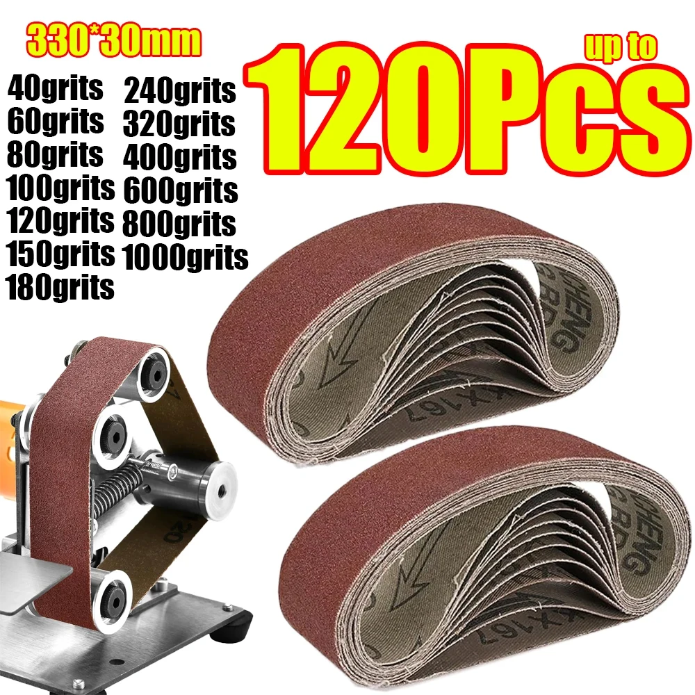 10-120Pcs Sanding Belts 330x30mm Wood Soft Metal Polishing Sandpaper Abrasive Bands 40-1000 Grits  for Sander Power Tools