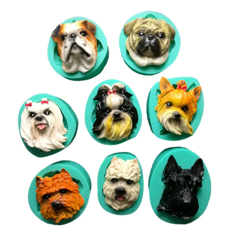 29 Styles Puppy Dog Face UV Resin Silicone Soap Mold Epoxy Cupcake Chocolate Sugar Cake Decorating Plaster Clay Mould M442