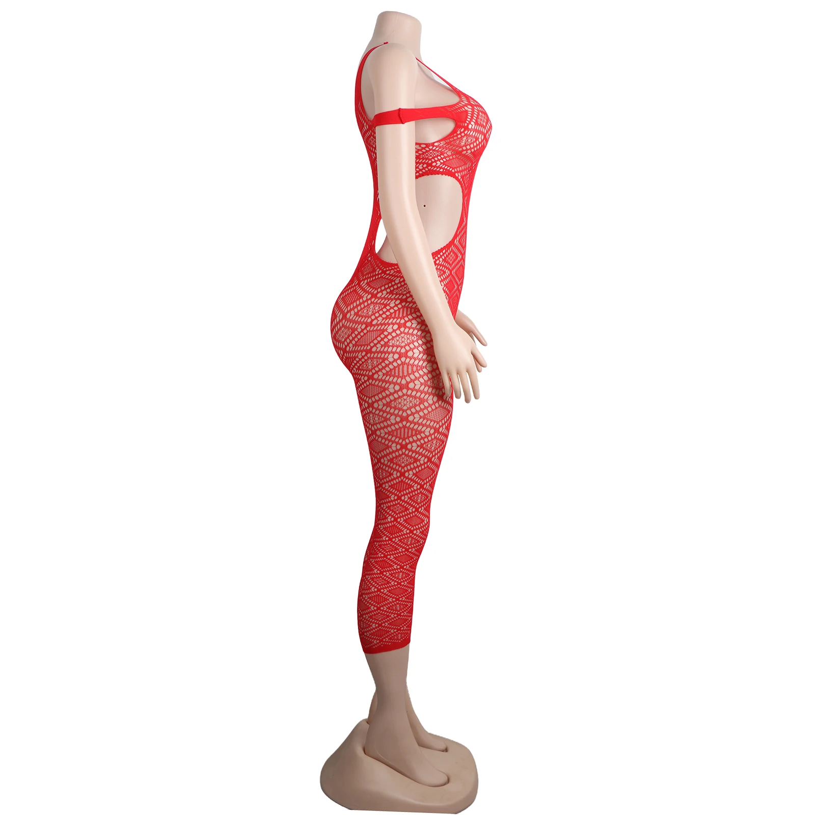 Fishnet Longline Bodysuit Pole Dance Performance Exotic Stage Outfit Rhinestone Adult Dancewear Sexy Nighttime Costume Apparel view 4