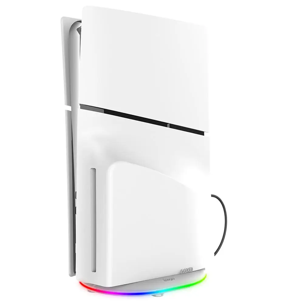 For PS5 Slim Game Console Vertical Stand For PS5 Slim Optical Drive/Digital Version Simple Base Holder With Atmosphere RGB Light