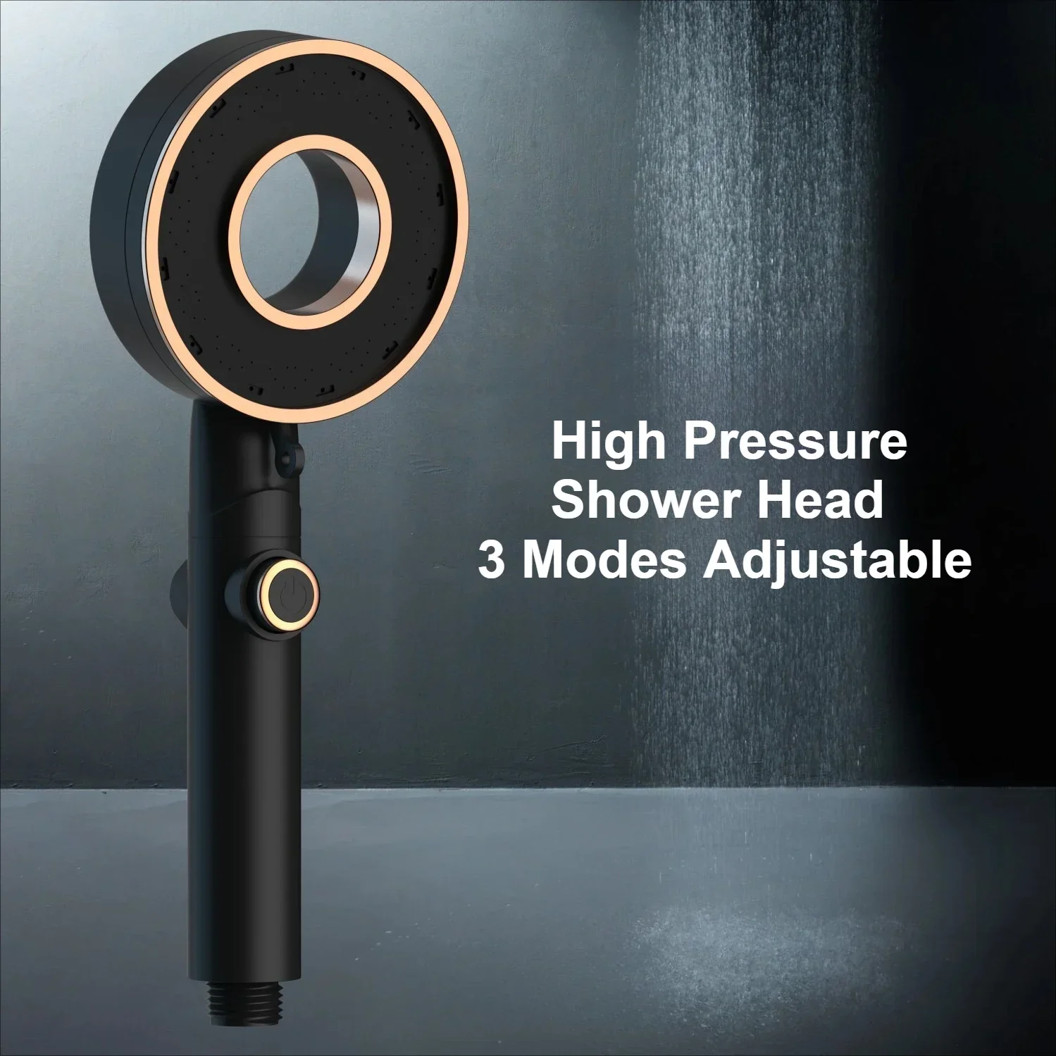 

Кольцевая душевая насадка высокого давления, 3 режима, массаж с большим расходом, экономия воды, ручные душевые насадки из АБС-пластика с одной кнопкой остановки воды