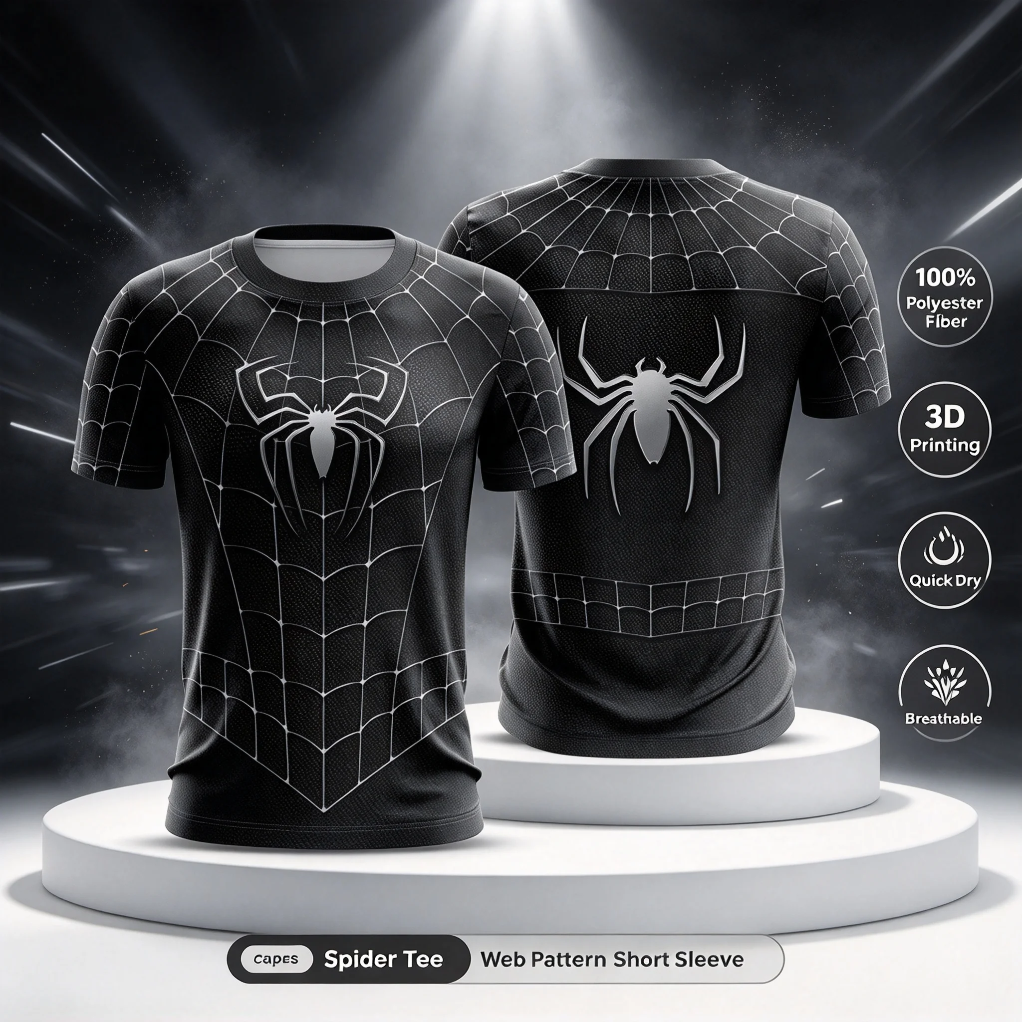 Hot Toys Super Hero Movie Hero Role Playing T Family Summer Breathable Fitness Sports Spider Top Family Matching Clothing