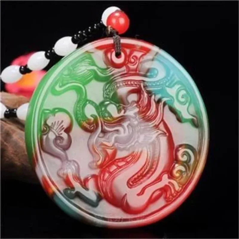 Natural Colour Jade Dragon Pixiu Pendant Necklace Chinese Charm Ite Jewelry Carved Amulet Luck Gifts for Her Men Sweater Chain