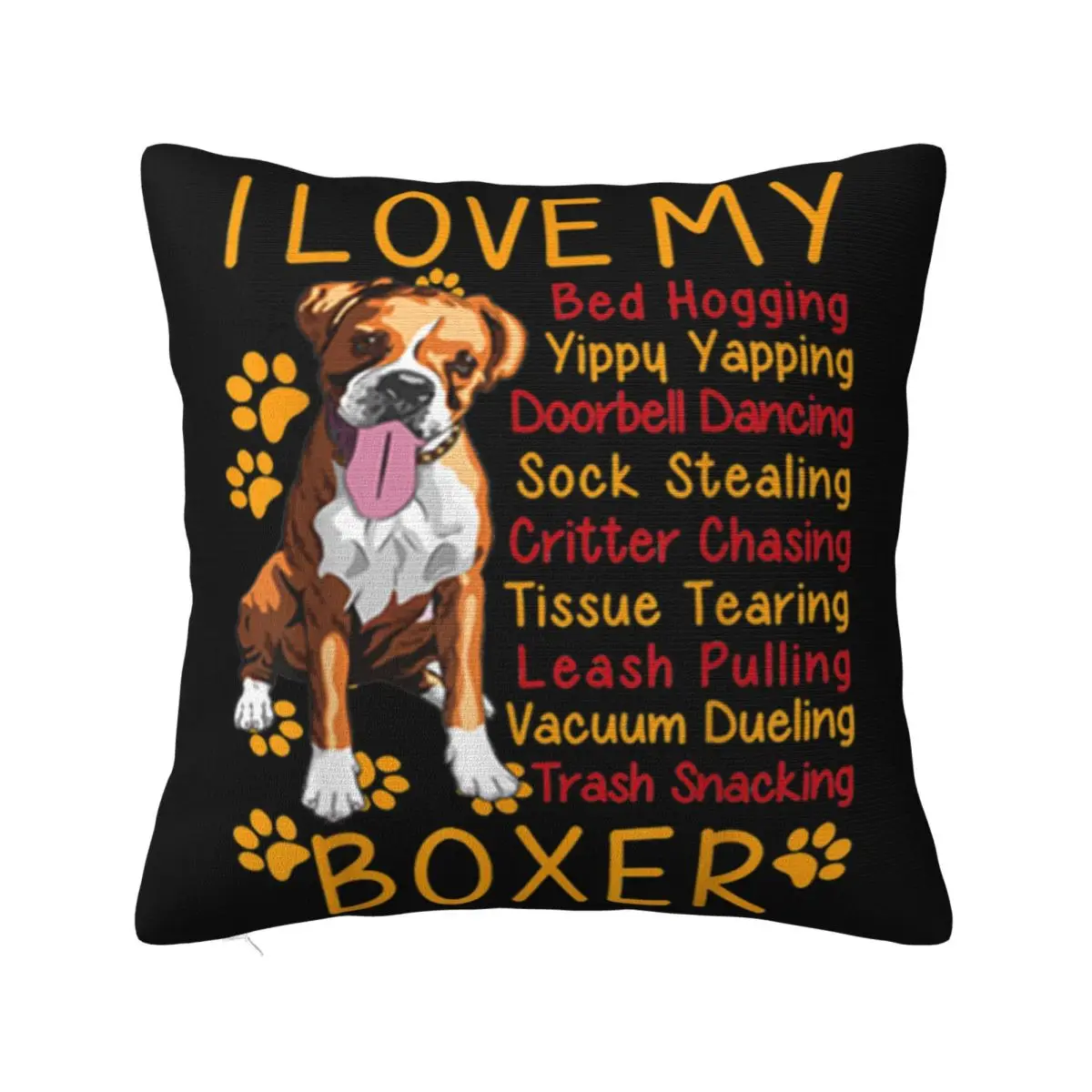 Official I Love My Boxer Dog Mama Dad Youth Men Women Funny 3D Youth Aesthetic Unique Pillow Case