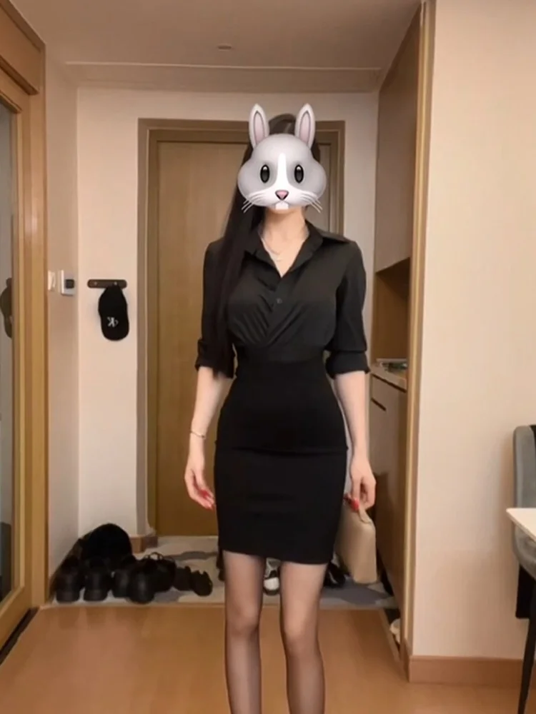 

Syj ujia Ele Plump Women's irt And High Waist Bodycon Skirt Set Early Autumn Sexy Commute Korean Sle Faion