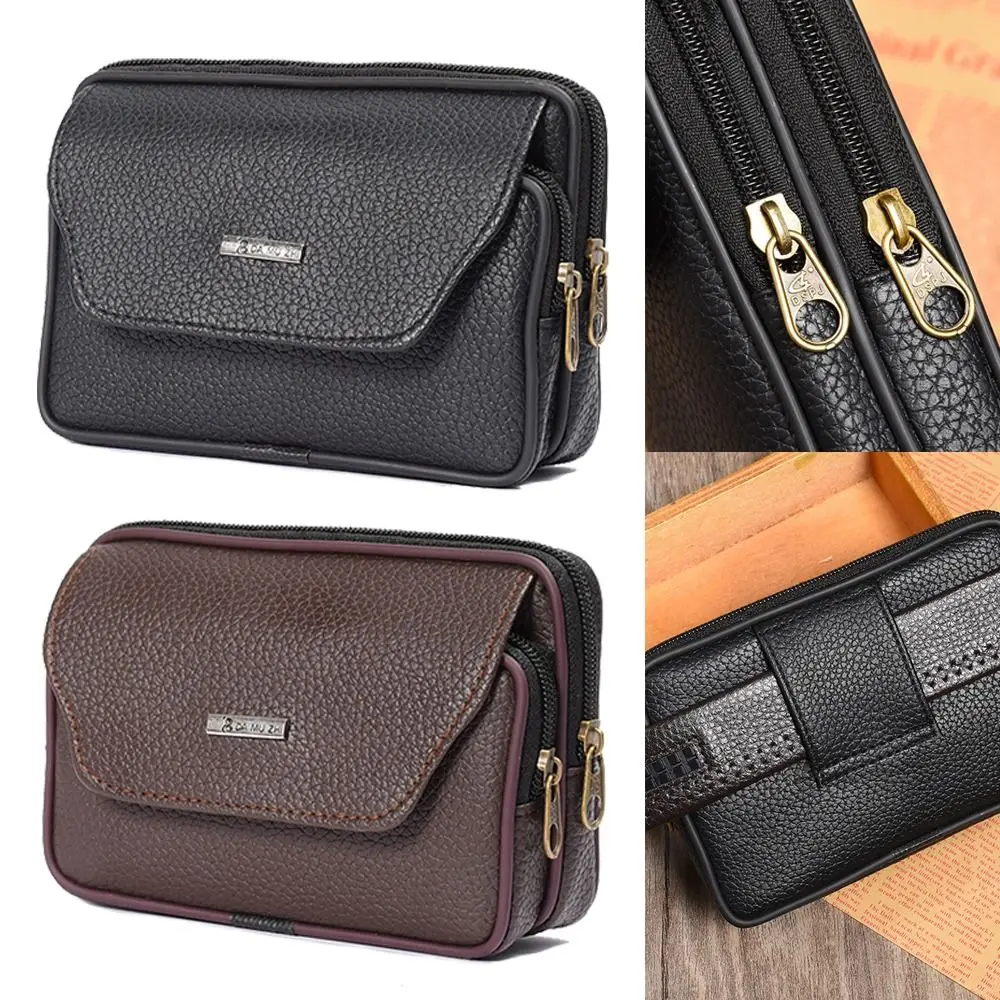 

Casual PU Leather Men Waist Bag Travel Waterproof Bum Belt Pack Comfortable Sport Phone Pouch