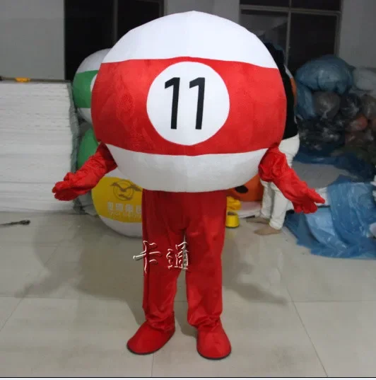 Christmas Friendly Billiard Ball Carom Mascot Costume Mascota Fancy Dress With Round White Face Black Numbers Mascot Costumes F