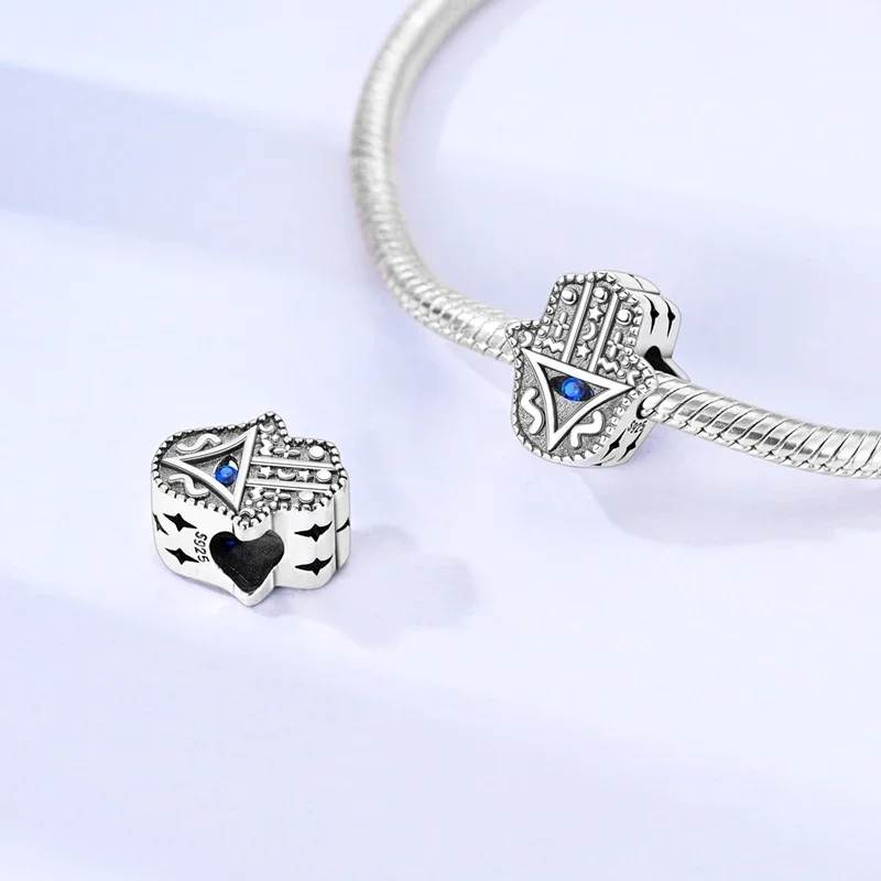 

Original Charms 925 Silver Blue Fatima's Hand And Eyes Beads Fit Charms Plata 925 Bracelets For Women Women Jewelry Making Diy