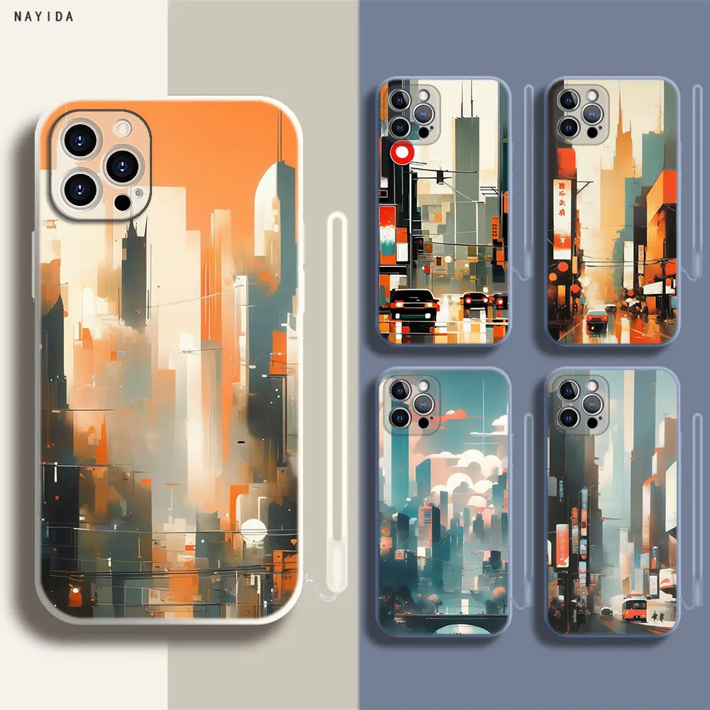 Soft Silicone Phone Case For Apple iPhone 15 14 13 12 11 Pro X XS Max XR Plus Mini Cover city landscape