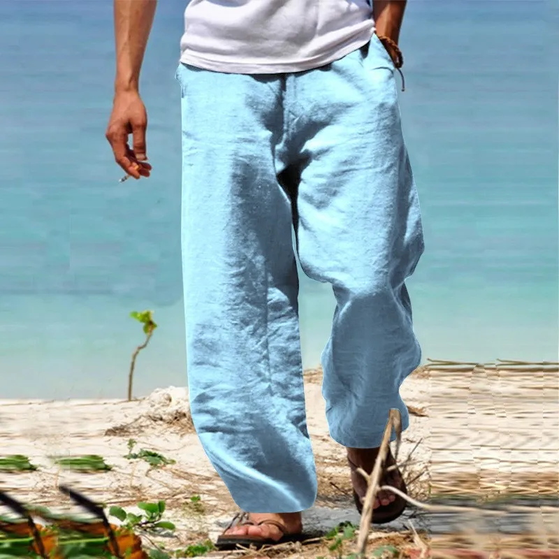 2024 Spring/Summer New Men's Cotton Pants Summer Fashion Casual Solid Color Loose Plus Size S-5XL Jogger Trousers - Image 4