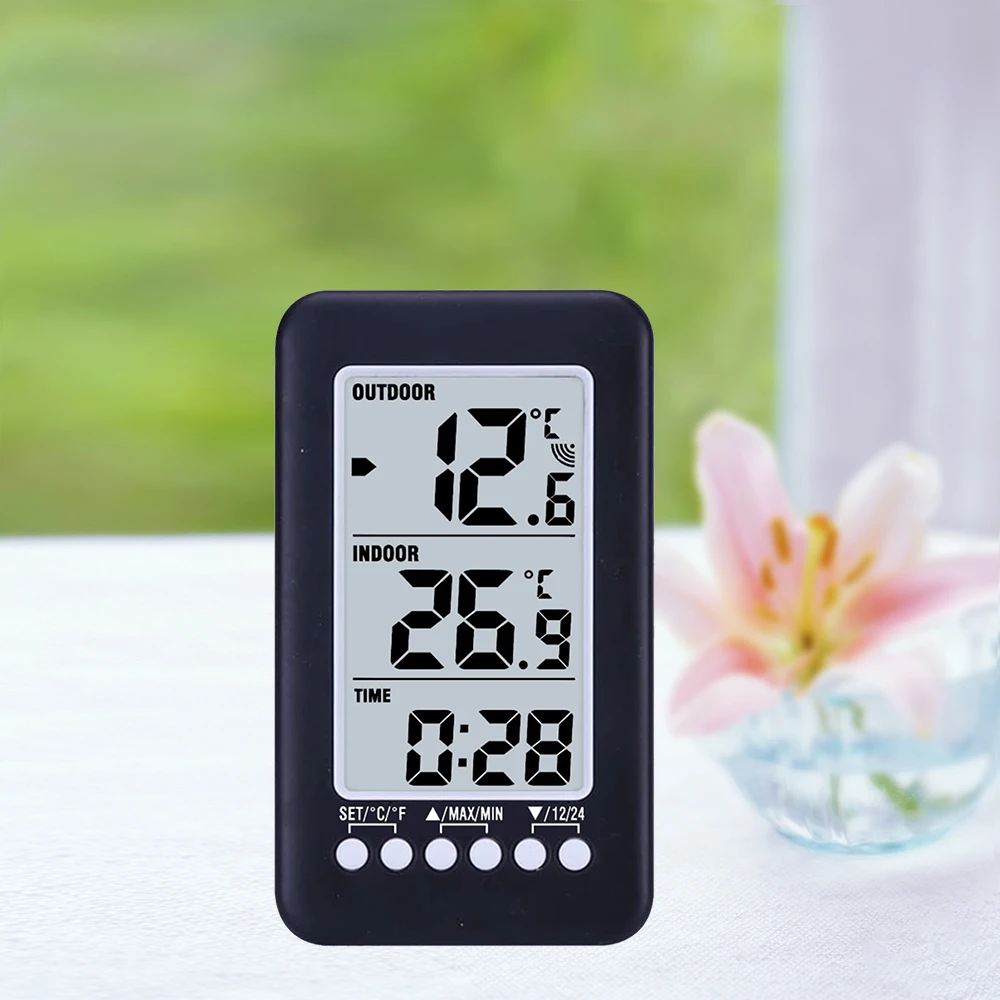 Digital Thermometer Meter With Clock Function Outdoor Indoor LCD Wireless Temperature Electronic Thermometers Weather Station