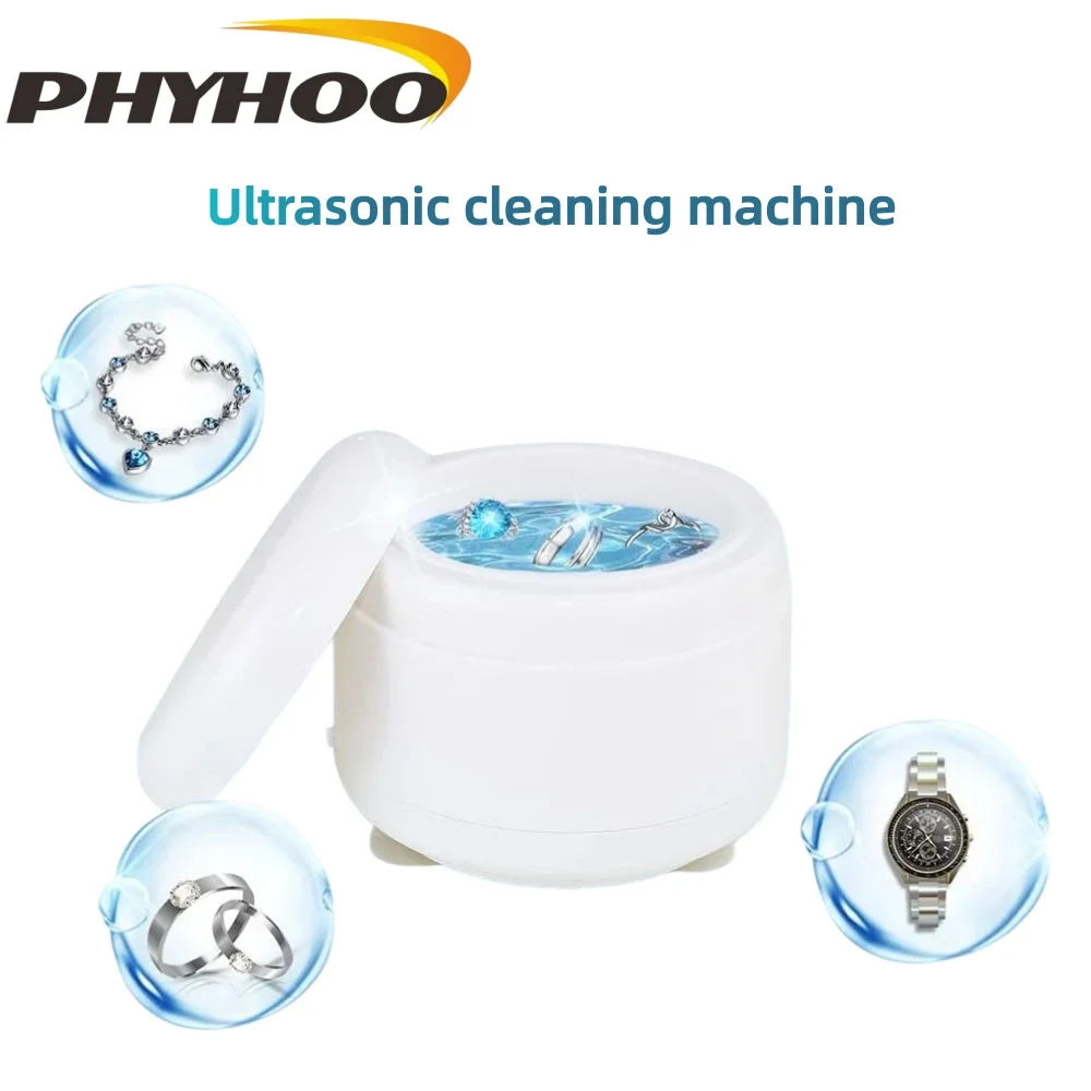 PHYHOO Portable Ultrasonic Cleaner Deep Clean Rings Watches Coin Earrings Necklaces with Jewelry Cleaning Machine Tool Kit