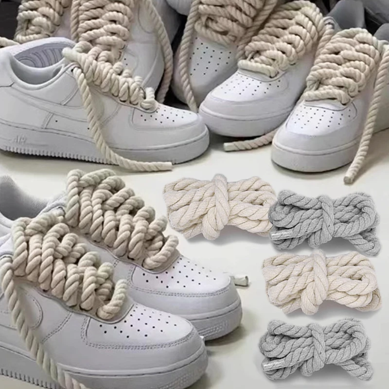 120/140/160 cm klassische, kräftige Baumwollleinen, nicht leicht kaputt, Twist-Weave-Schnürsenkel, sichere Seilschnürsenkel, Sport-Freizeitschuhe, Schnürsenkel