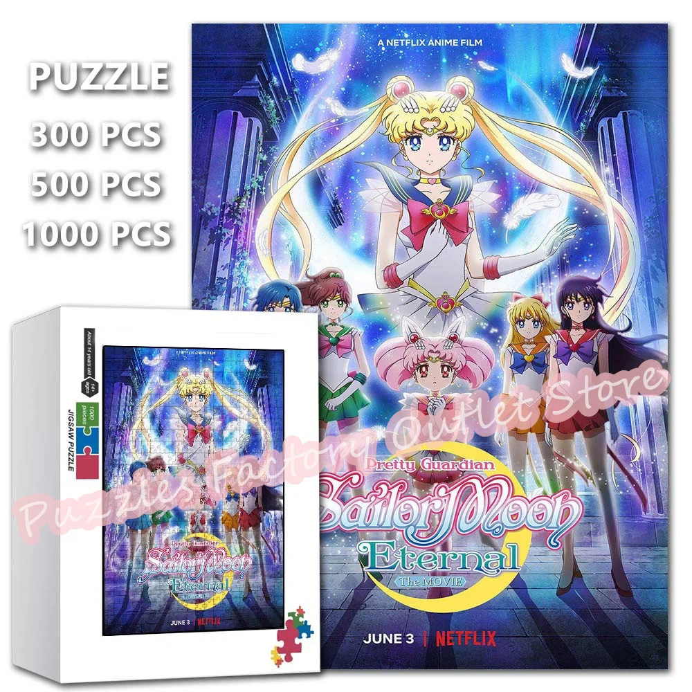 Anime Jigsaw Puzzles Sailor Moon 300/500/1000 Pieces Decompress Educational Toys Japanese Cartoon Print Puzzle Family Game Gifts