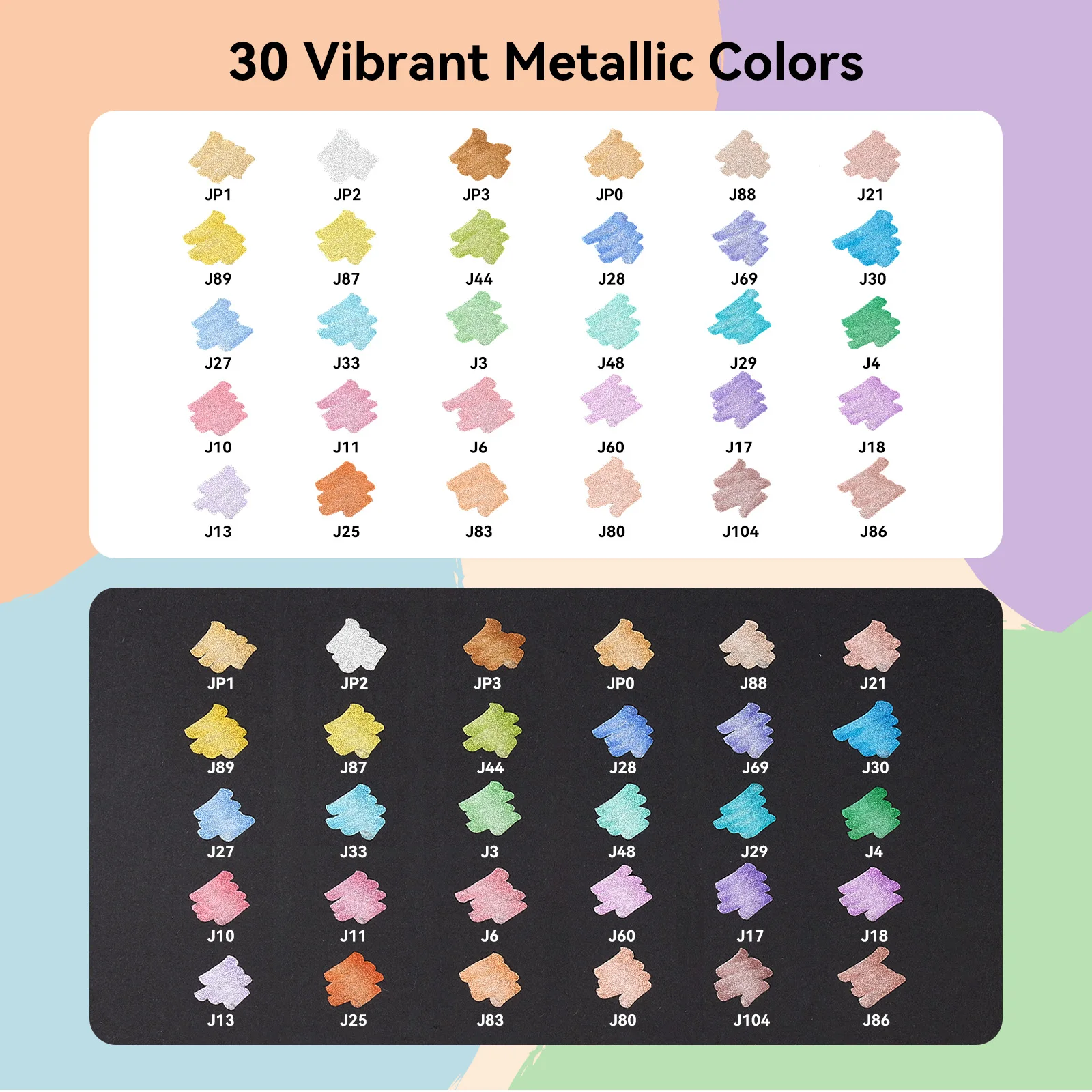 Arrtx 30 Colors Metallic Acrylic Paint Pens Brush Tip, Waterproof for Rock/Ceramic/Glass/Wood/Canvas/Mugs/Easter Eggs/DIY Crafts