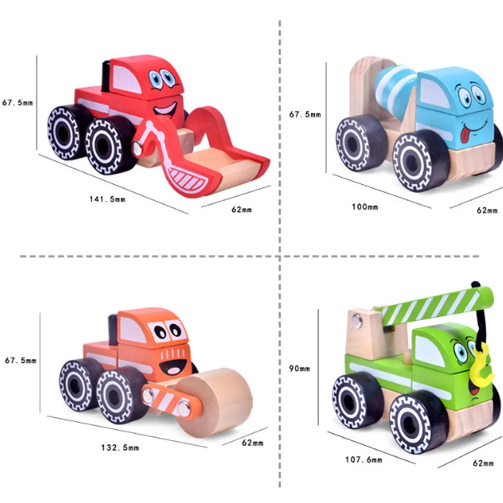 Wooden Engineering Truck Infant Mini Construction Car Cognitive Vehicle Children Educational Gift Engineering Truck
