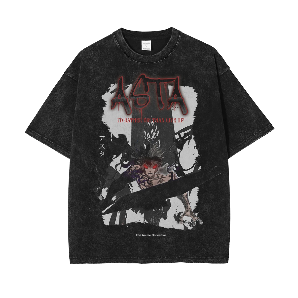 Asta Vintage camiseta de gran tamaño _ Black Clover de gama alta de lujo producto caliente de alta calidad lavado Unisex de gran tamaño lavado Vintage