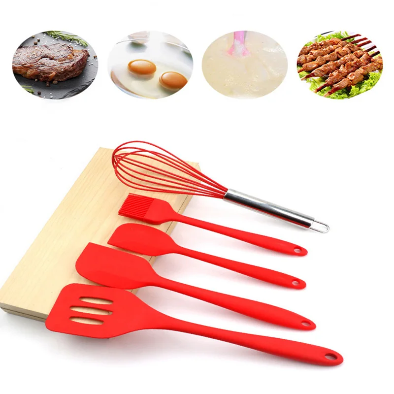 

New Home Food-grade Silicone Kitchenware Set Spatula Whisk Food Brush Cake Clip Set Six-piece Cake Baking Tool Set Kitchen Ware