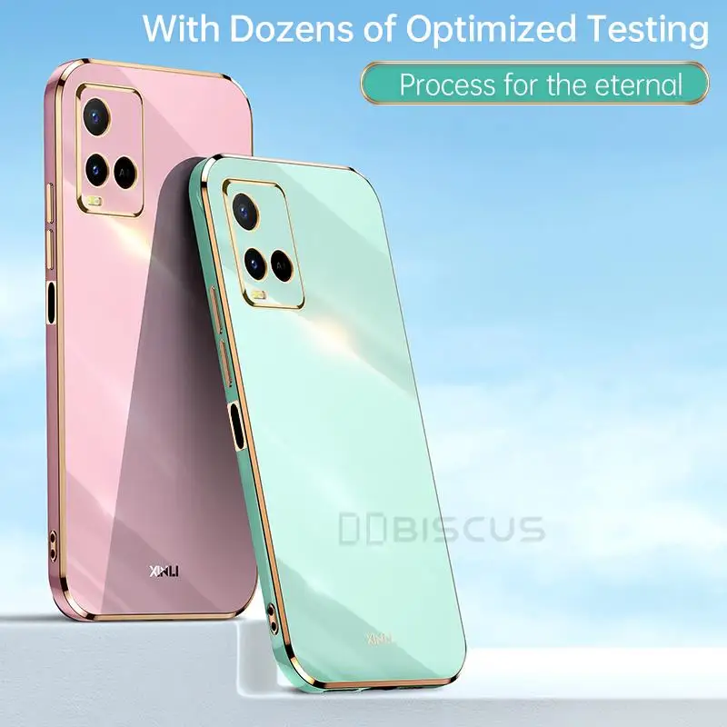 Funda para Vivo Y33S, Y72 5G, Y52, Y21, Y21S, Y53S, Y10, Y15S, Y55S, Y17, Y15, Y12S, Y11S, Y50 de silicona blanda , Carcasa enchapada de lujo
