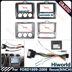For FORD 1999-2009 focus manual automatic AC 9INCH 2 Din Car Radio Plastic Fascias Panel Dashboard Frame Installation MP5 cable