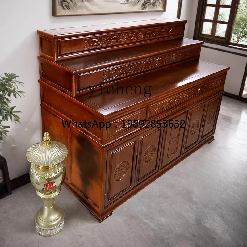 YY Buddhist Cave Offering Table Household Three-layer Buddhist  Solid Wood Stepped Buddha Table Middle Hall Offering Table