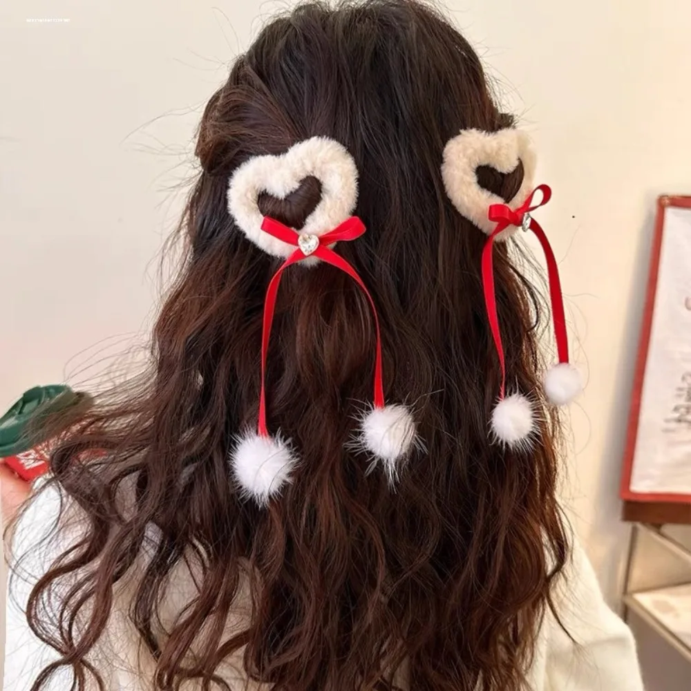 

Red Bow Hollow out Star Love Heart Hair Clip for Girs Women Plush Clip Double Ponytail Party Gifts Headpiece Hair Accessories