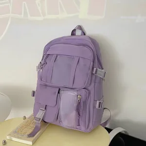 Popular Rose Purple Color Girls Student High School Backpacks Bags without any accessory version 11 Main Sales Bag pink - №2