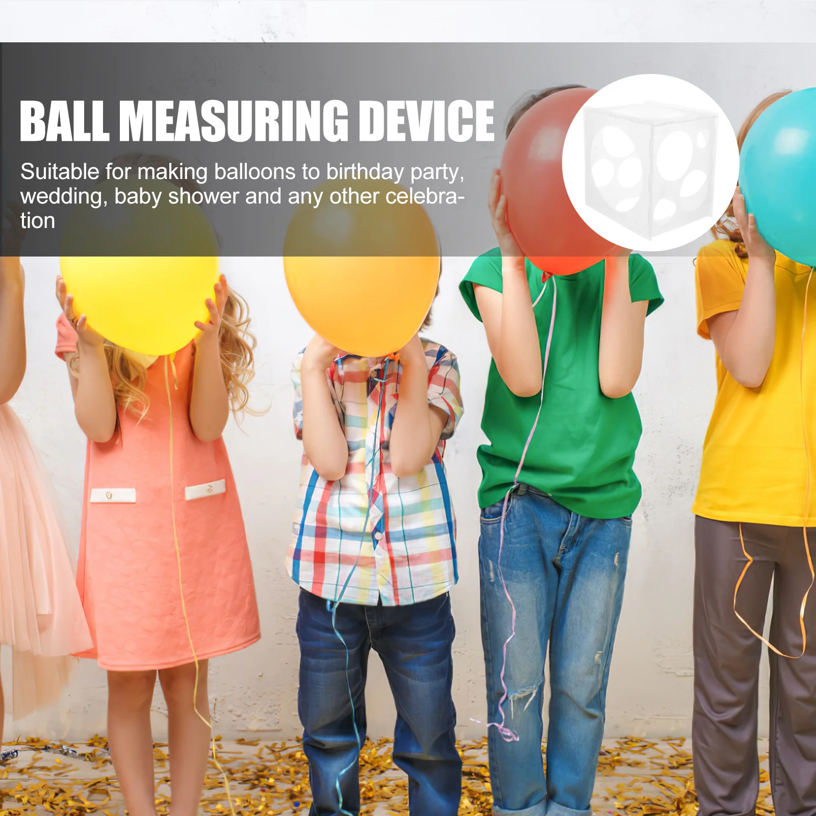 

Balloon Sizer Cube with 11 Holes ABS Material Easy Assemble Detachable for Wedding Birthday Party Balloon Measure Box
