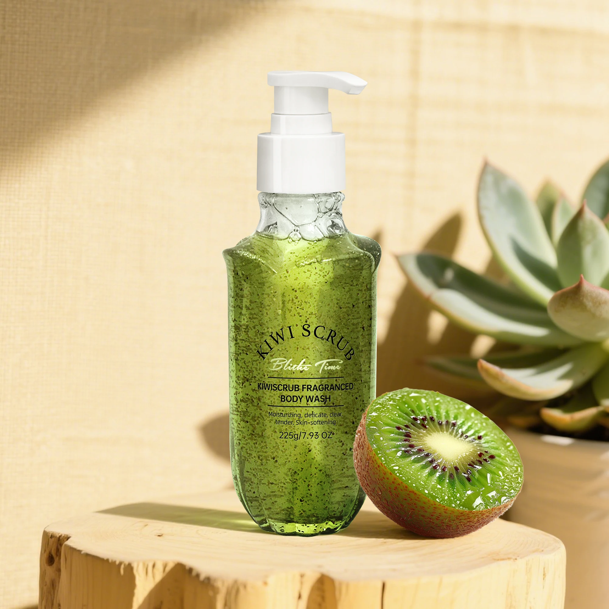 

Blithe Time Kiwi Shower Gel 225g, Kiwi Fruit Extract, Shea Butter, Gently Exfoliating Moisturising & Cleansing, Dense Foam