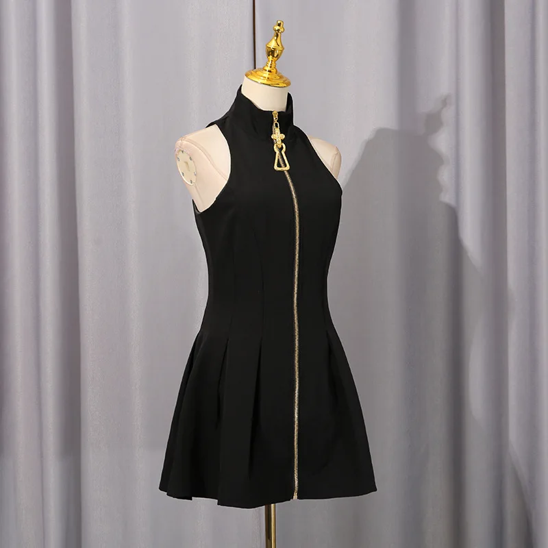 ハイストリートタンクスノースリーブドレスレディースセクシー気質ベストショート秋新作無地ワンピースY2kドレス