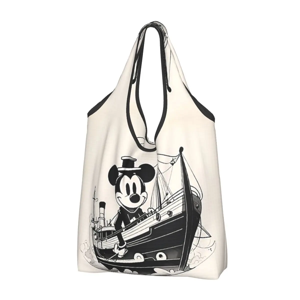 Mickey Mouse Portable Tote Shopping Bags Large Capacity Shopper Bag Groceries Handbag Shoulder Bag