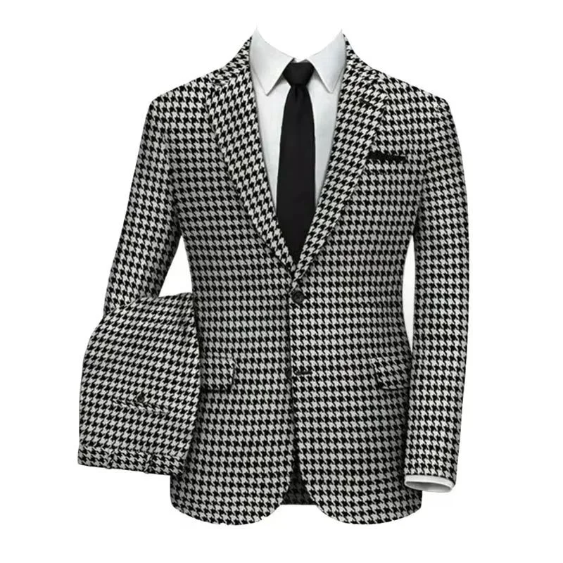 

Men's suits Men 2 Piece Wedding Suit Groom Tuxedo Slim Fit Two Button Business Suits Plaid Wedding Suit Costume Homme For Party